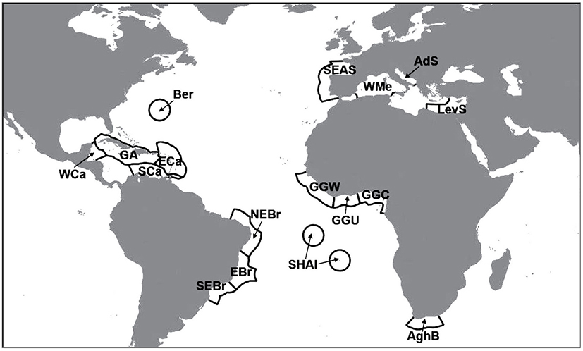 Location of the Brazilian coral-reef regions sensu Spalding et al